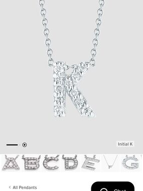 Roberto Coin Tiny Treasures white gold and diamond “k” initial charm necklace